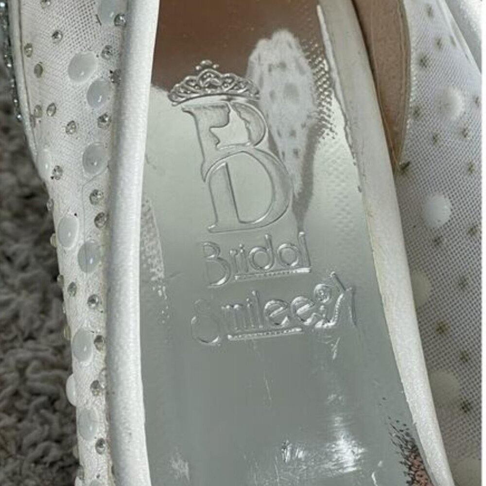 🤍Wedding Bridal Shoes Tulle Pearl Transparent Block Heels (4cm) 🤍 - Picture 6 of 9